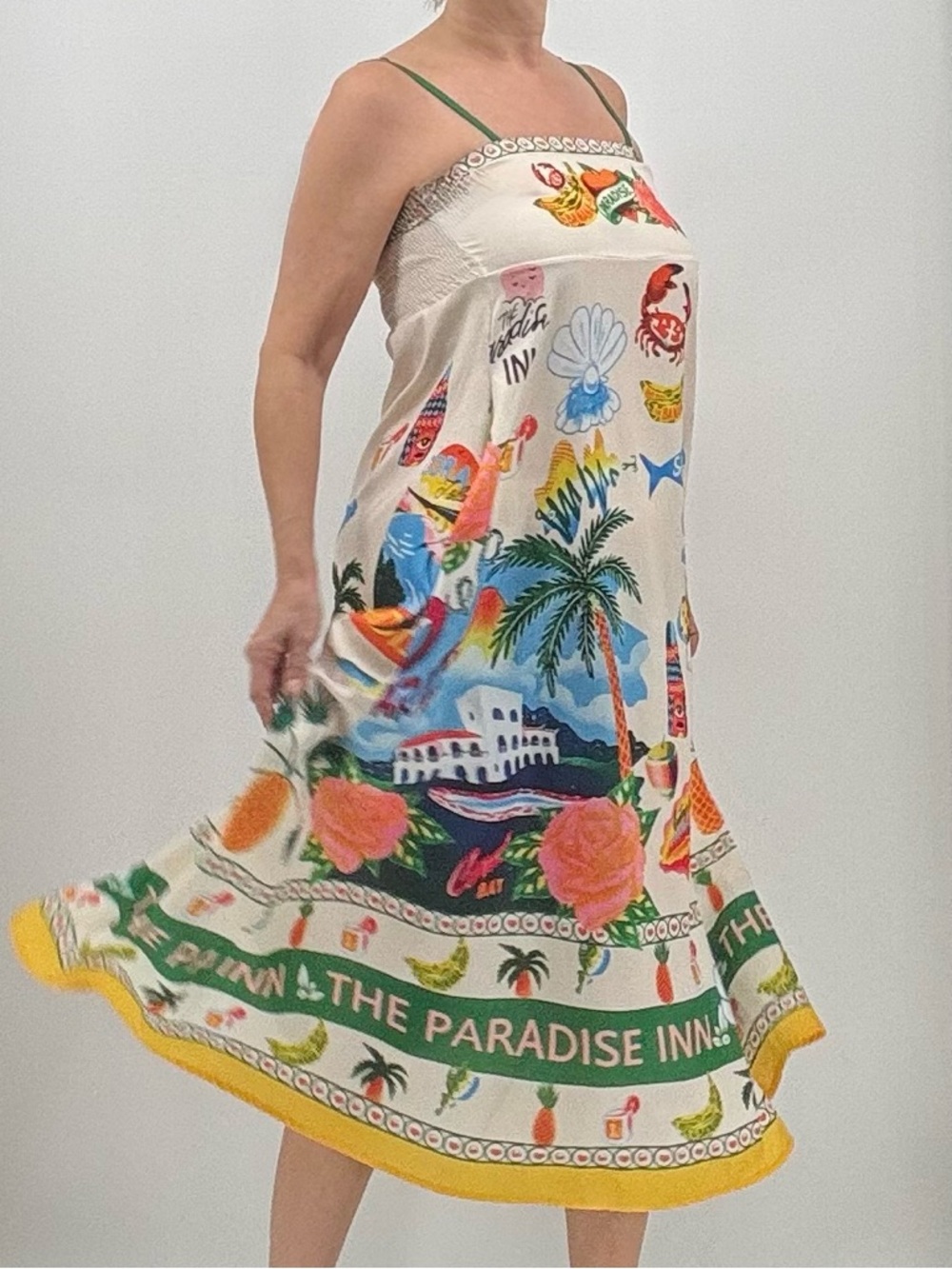 Vintage 70s Resortwear Vacation Cruise Linen Tropical Boho Sun Summer Midi Dress - Picture 6 of 14